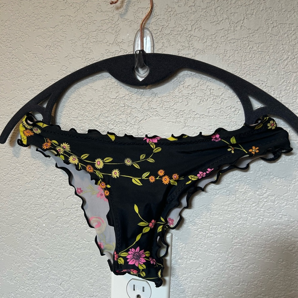 Floral Black Bikini Bottoms